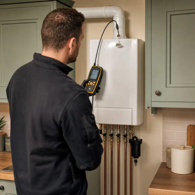 Gas engineer servicing a boiler